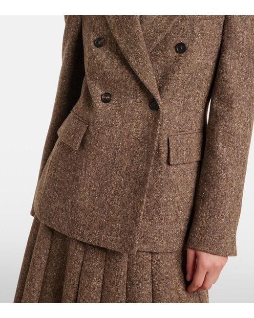 Brunello Cucinelli Brown Double-Breasted Wool-Blend Jacket