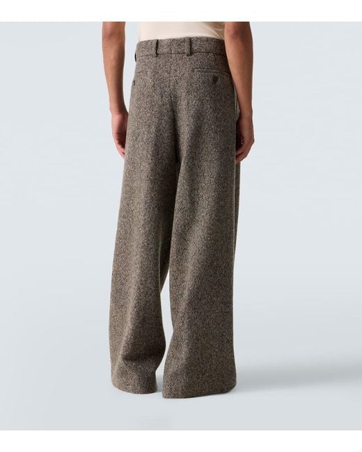 Dries Van Noten Weite Hose Aus Einem Wollgemisch in Gray für Herren