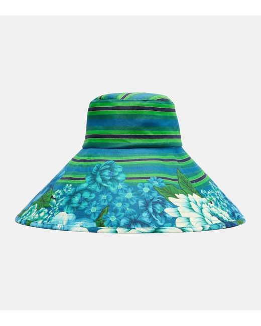 ALÉMAIS Green Margo Printed Cotton Canvas Sun Hat
