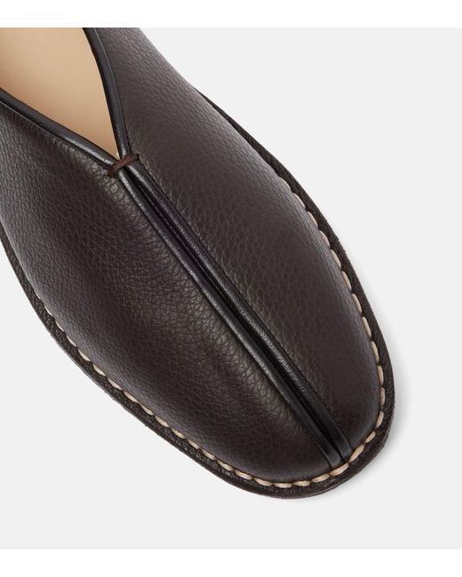Lemaire Brown Piped Leather Loafers