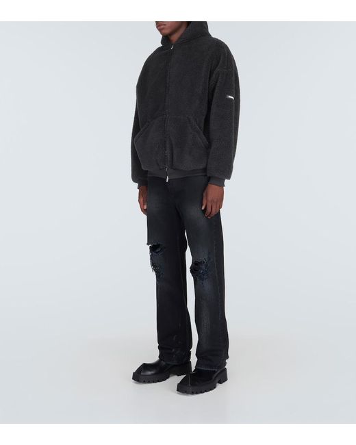 Balenciaga Black Oversized Fleece Hoodie for men