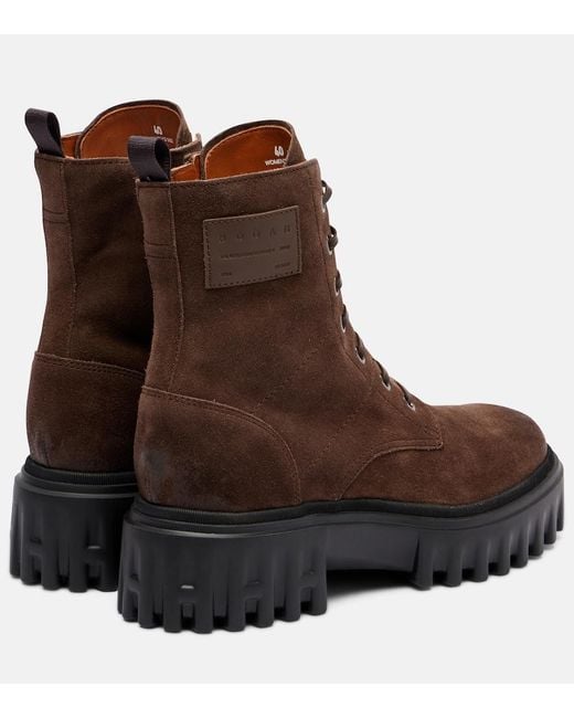 Hogan Brown H700 Suede Combat Boots