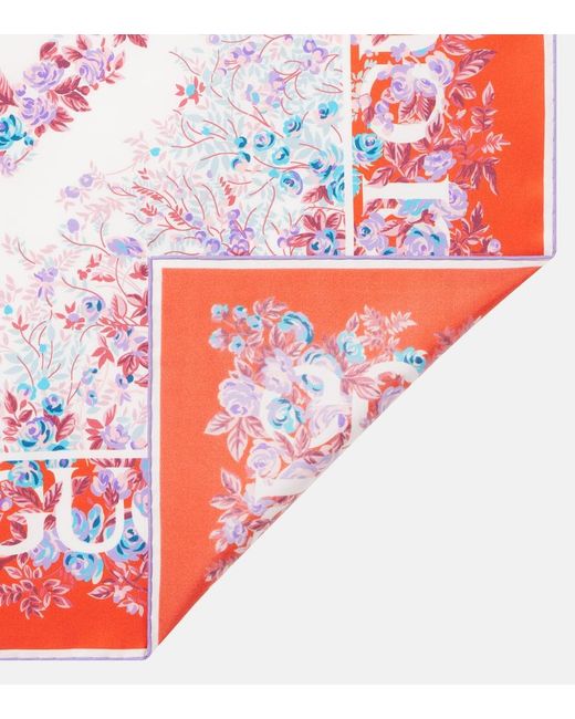 Gucci Red Printed Silk Twill Carré