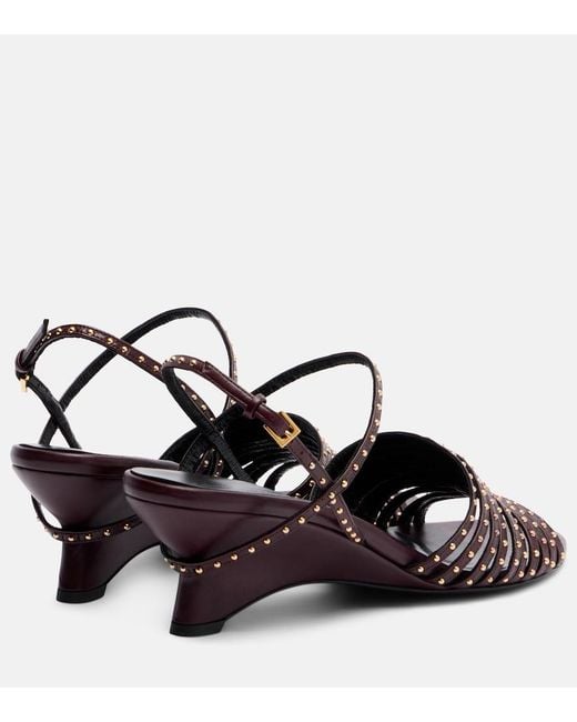 Khaite Black Drew 35 Studded Leather Wedge Sandals