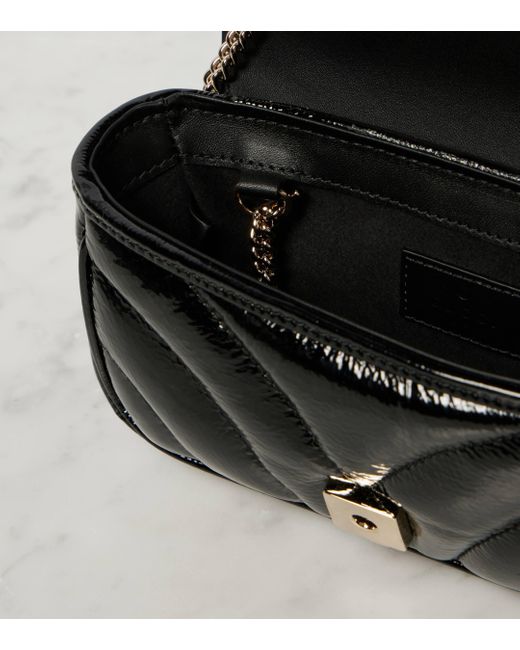 Gucci Black Gg Marmont Mini Patent Leather Shoulder Bag