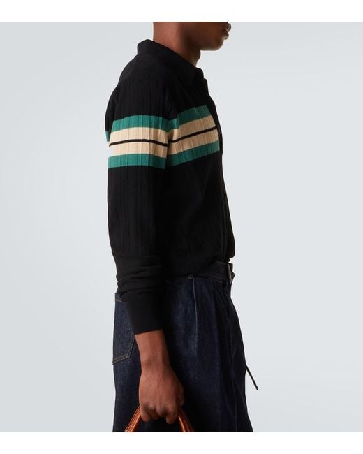 Dries Van Noten Striped Polo Sweater in Black for Men | Lyst Canada