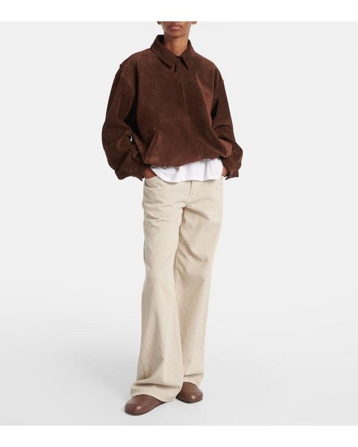 The Row Brown Roana Suede Bomber Jacket