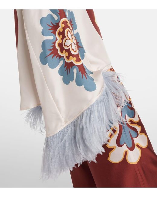Top Make An Exit De Seda Con Plumas LaDoubleJ de color White