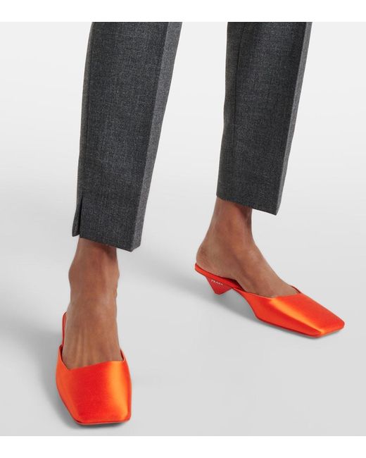 Prada Red Satin Mules