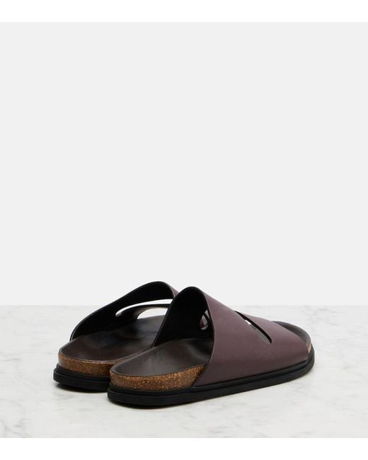 The Row Brown Band Leather Slides