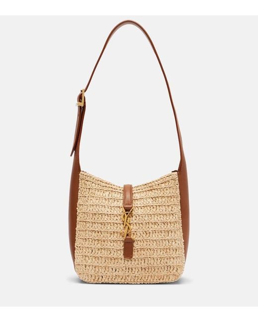 Saint Laurent Natural Le 5 A 7 Baby Raffia Shoulder Bag