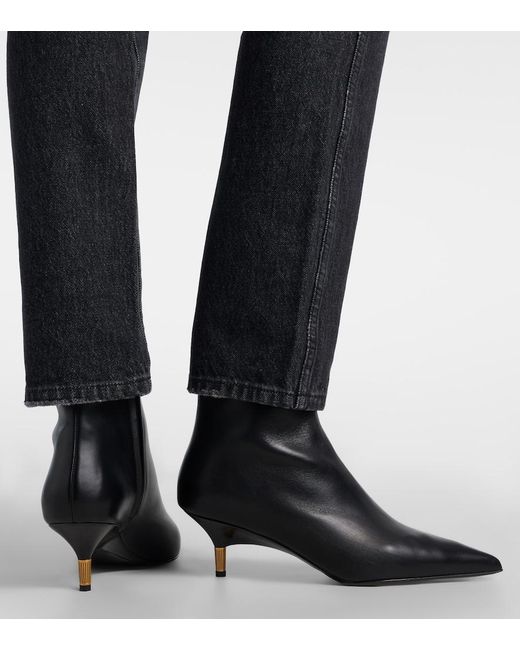 Khaite Black Bella Leather Ankle Boots