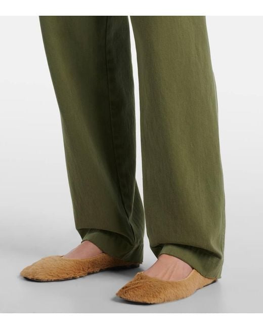 The Row Green Gerade Mid-Rise-Hose Vendula Aus Baumwolle