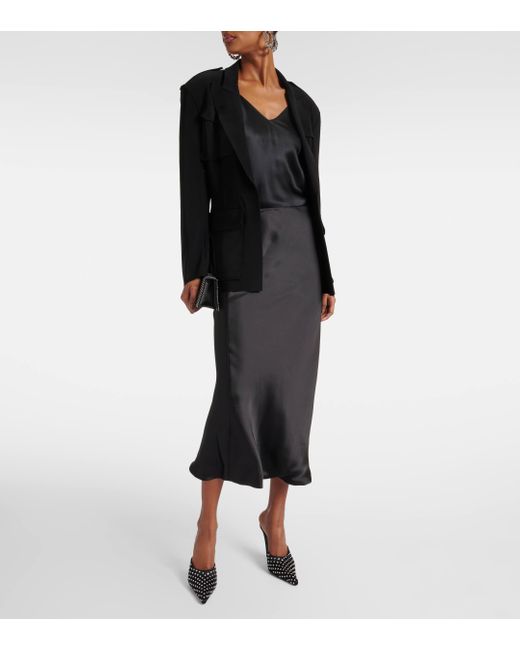 Norma Kamali Black High-rise Satin Maxi Skirt