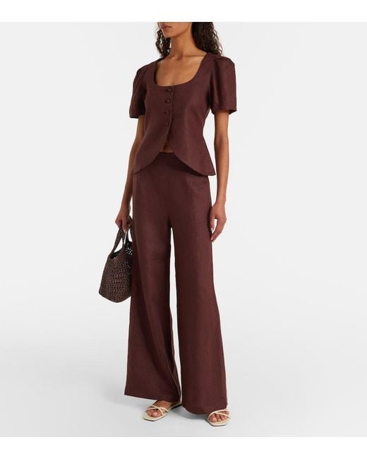 Faithfull The Brand Brown Syna Linen Wide-Leg Pants