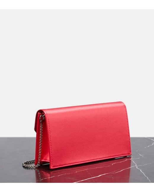 Christian Louboutin Red Small Logo Crepe Satin Clutch