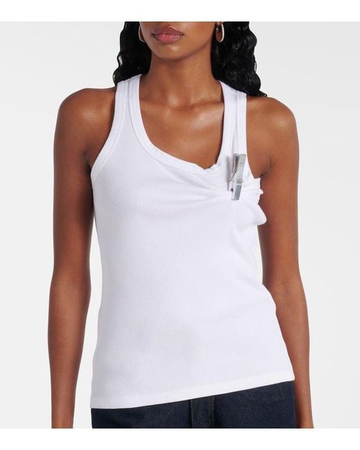 Coperni White Washing Clip Cotton Jersey Tank Top