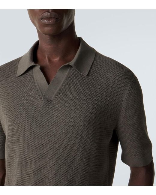 Zegna Green Knitted Cotton Polo Shirt for men