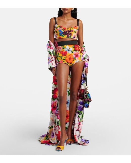 Dolce & Gabbana Red Floral Silk-Blend Shorts