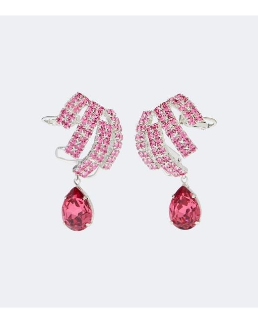 Magda Butrym Pink Crystal-Embellished Drop Earrings