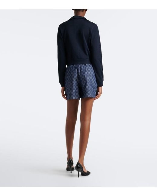 Gucci Blue Gg Denim Shorts