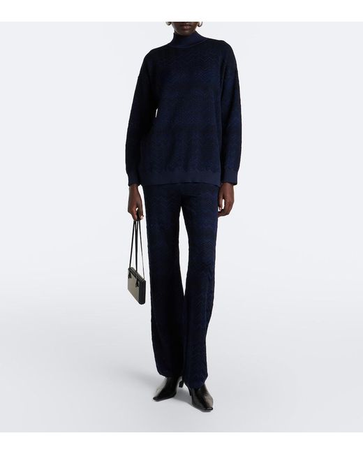 Missoni Blue Zigzag High-Rise Flared Pants