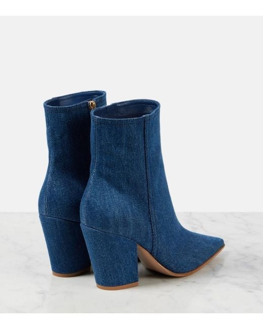 Gianvito Rossi Blue Keinna 85 Denim Ankle Boots