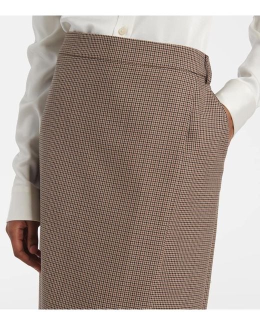 Stella McCartney Brown Houndstooth Wool Pencil Skirt