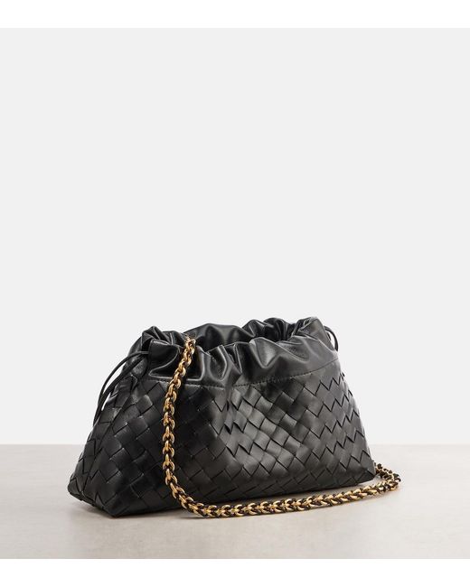 Bottega Veneta Black Dustbag Soiree Medium Leather Clutch