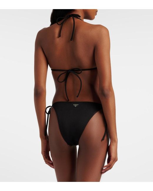 Top De Bikini Triangular Con Logo Prada de color Black