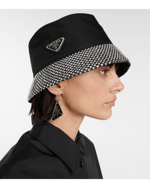 Prada Black Fischerhut Mit Kristallen