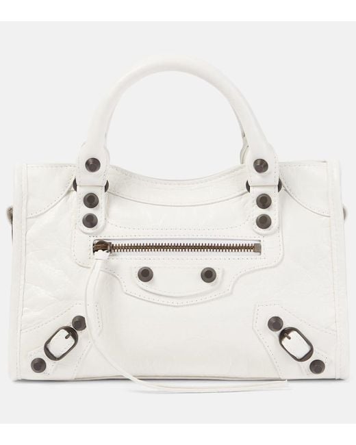 Balenciaga White Le City Mini Leather Shoulder Bag