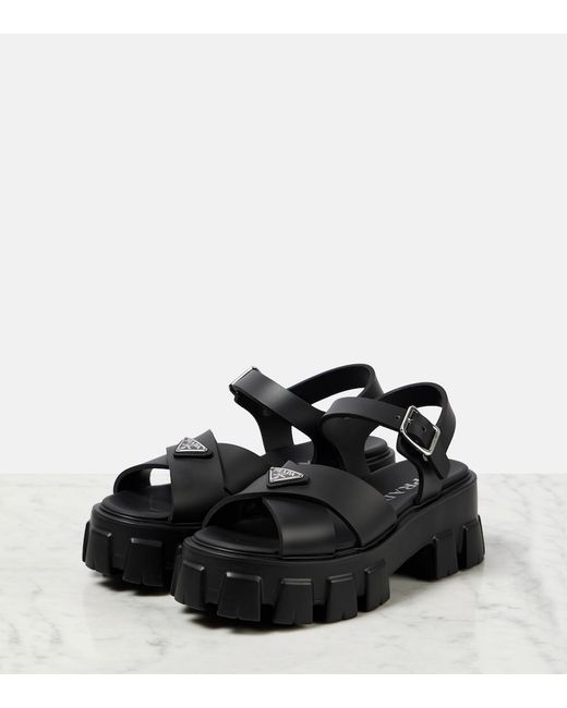 Prada Black Plateausandalen Monolith