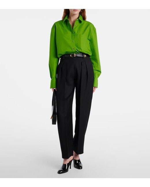 Khaite Green Newton Cotton Poplin Shirt