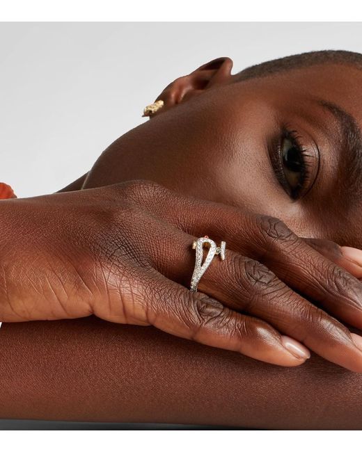 Yvonne Léon White Python 9Kt Ring With Diamonds