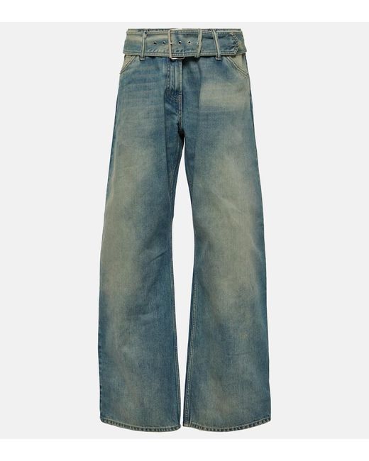 Jeans anchos de tiro bajo con cinturon Acne de color Blue