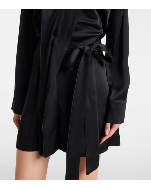 Victoria Beckham Black Satin Wrap Dress