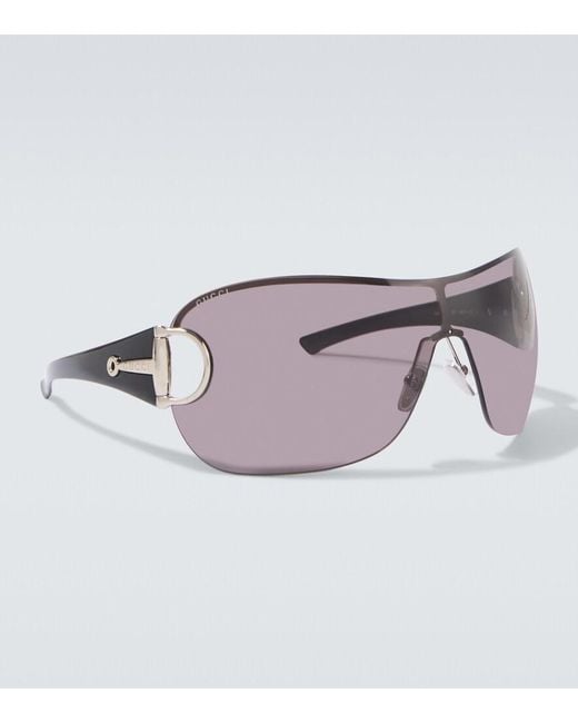 Gucci Black Sign Shield Sunglasses for men