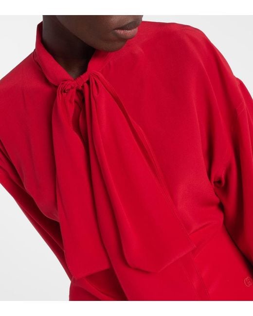 Gucci Red Bow-Detail Silk Blouse