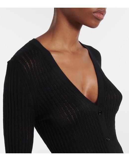 Gabriela Hearst Black Emma Pointelle Cashmere And Silk Cardigan