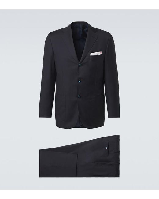 Kiton Blue Wool Suit for men