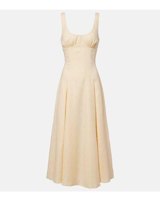 Faithfull The Brand Natural Esme Linen Midi Dress