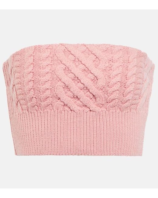 Emilia Wickstead Pink Bimba Wool Cropped Bustier