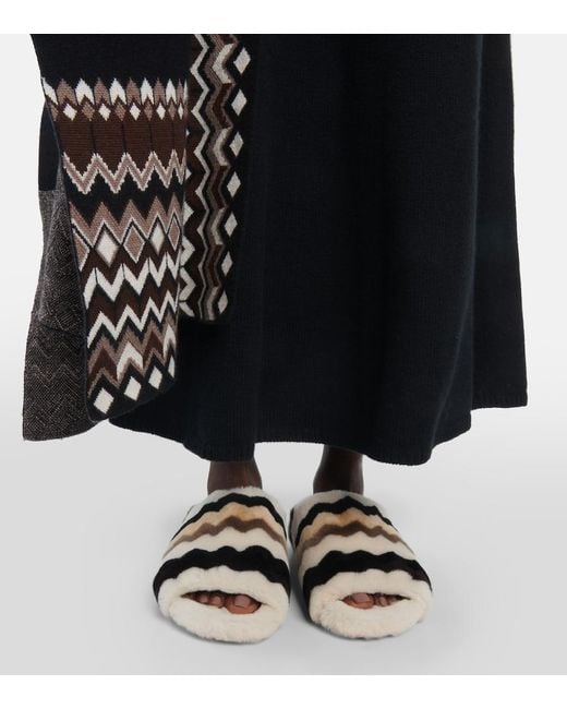 Chloé Multicolor Saam Chevron Shearling Slides