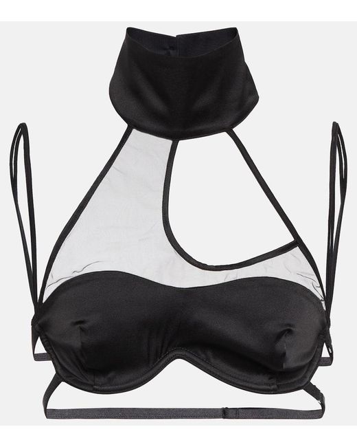 DIDU Black Bralette Aus Satin Und Mesh