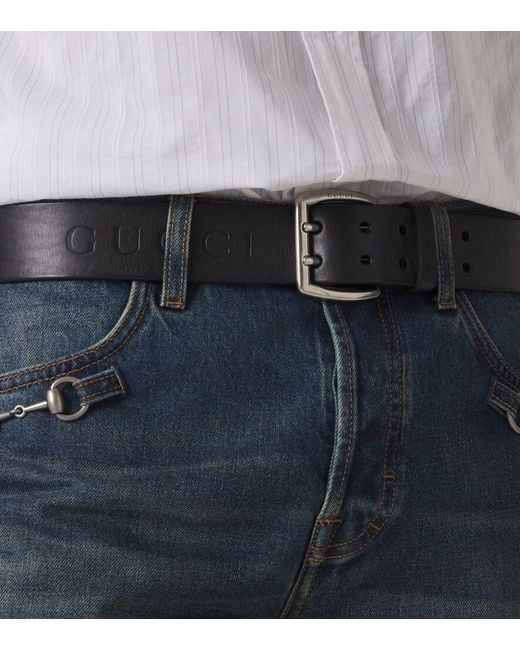 Gucci Black Logo Leather Belt for men