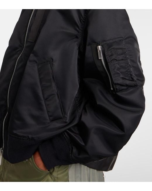 Sacai Black Nylon Bomber Jacket