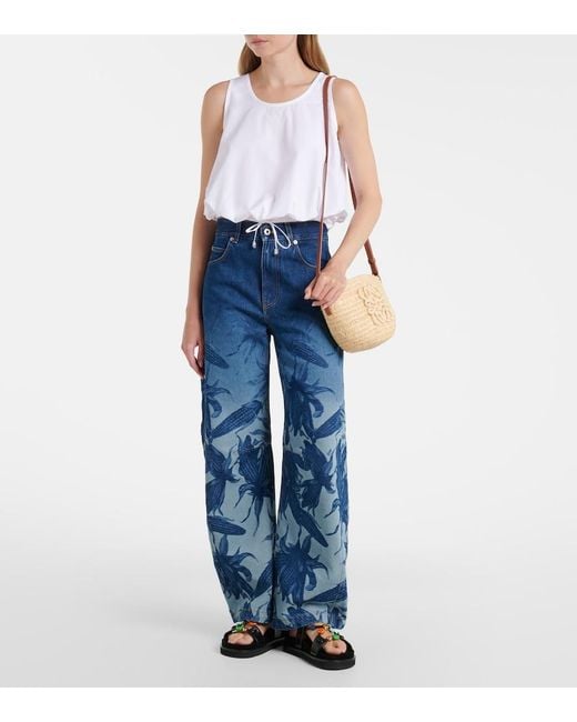 Loewe Blue Paula's Ibiza Printed Barrel-Leg Jeans