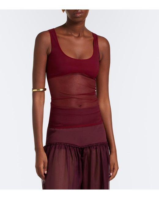 Nensi Dojaka Red Semi-Sheer Tank Top
