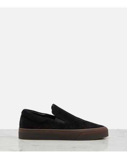 The Row Black Mh Suede Slip-On Shoes